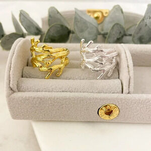 925 Sterling Silver Textured Ring Vine Thick Bold Branch Ring Boho Ring